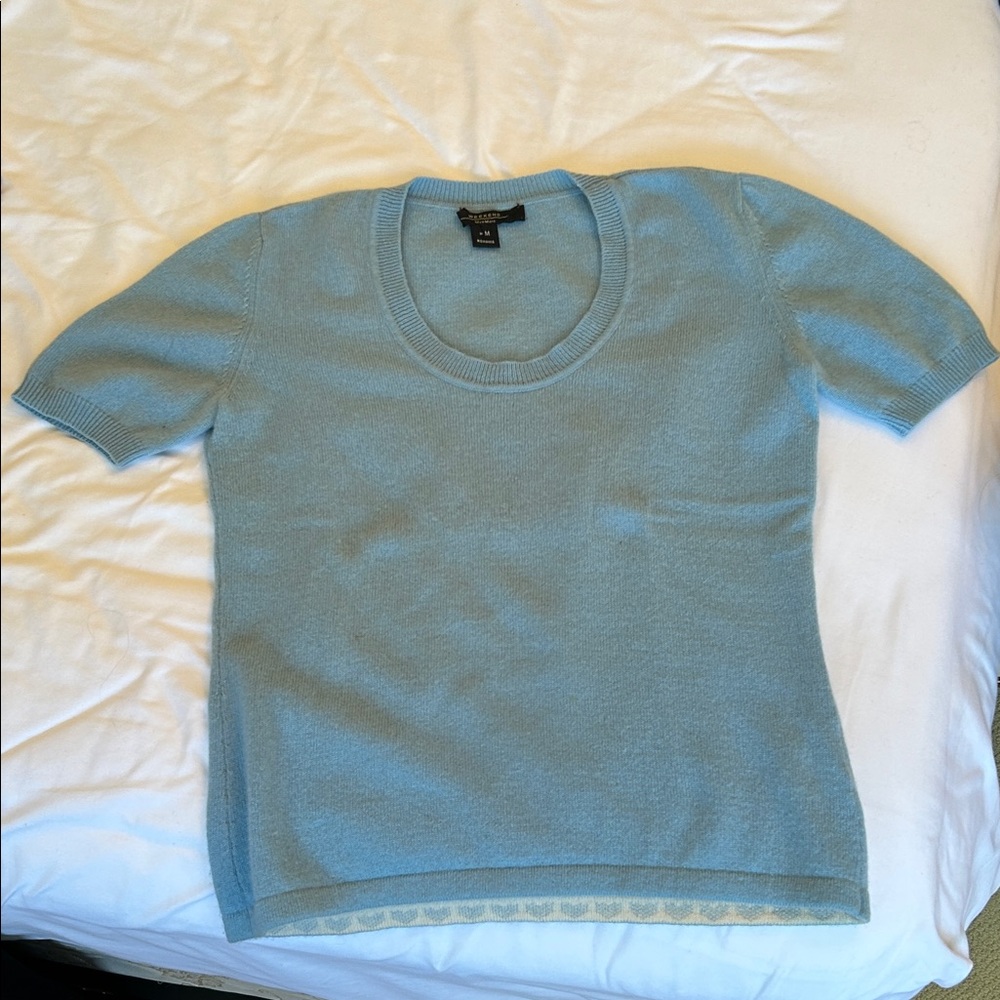 MaxMara Weekend cashmere Powder Blue Short Sleeve Knit Top M